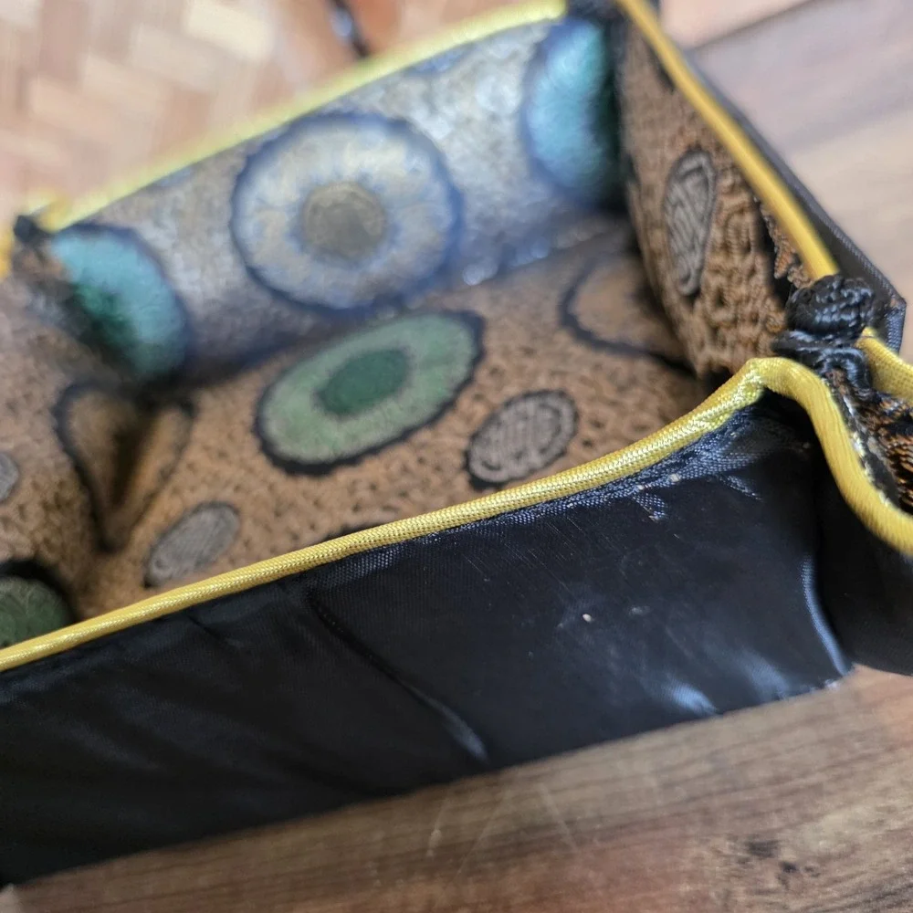 Fabric Valet Tray Set Black Gold Green Catch All Home Decor Metallic